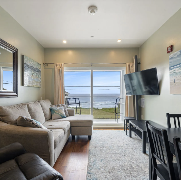 Room 6 living room with patio access